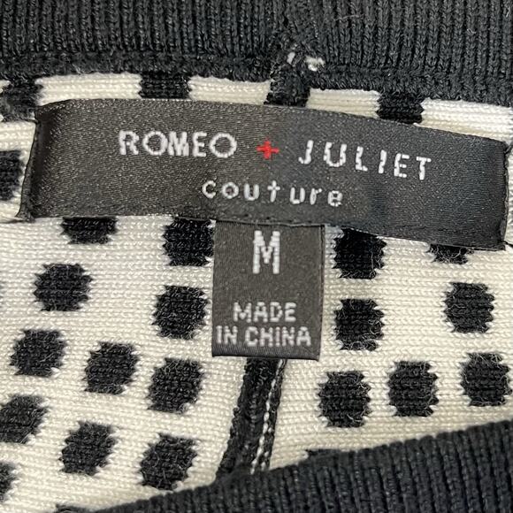 Couture Sweater Knit Flare A-Line Skirt Womens Medium Black White Romeo Juliet - Picture 3 of 7